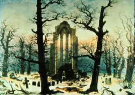 Caspar David Friedrich Cloister Cemetery in the Snow